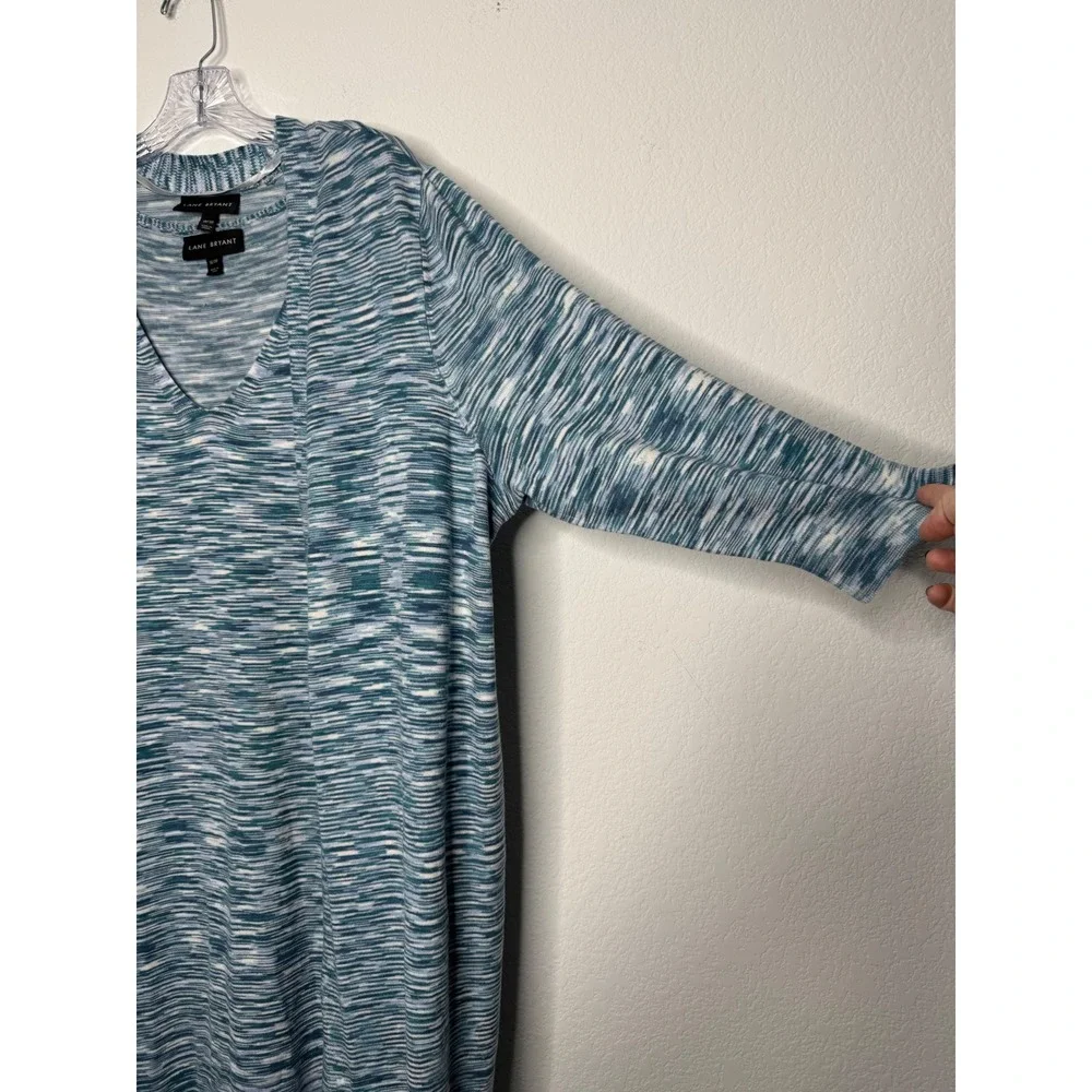 Lane Bryant Blue Space Dye Sweater Dress and Cardigan Set Plus Size 18/20 Midi